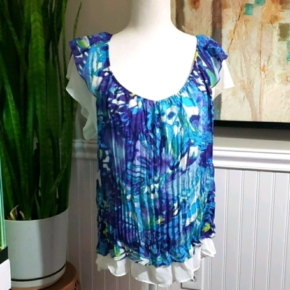 SERE NADE Womens Accordion Pleated Blouse - Picture 1 of 7